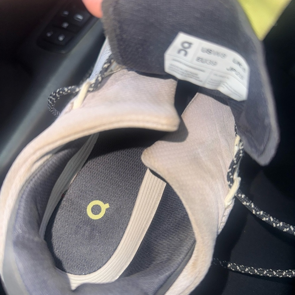 ON-Gray and White Athletic Shoe with Yellow Accents - Picture 6 of 7